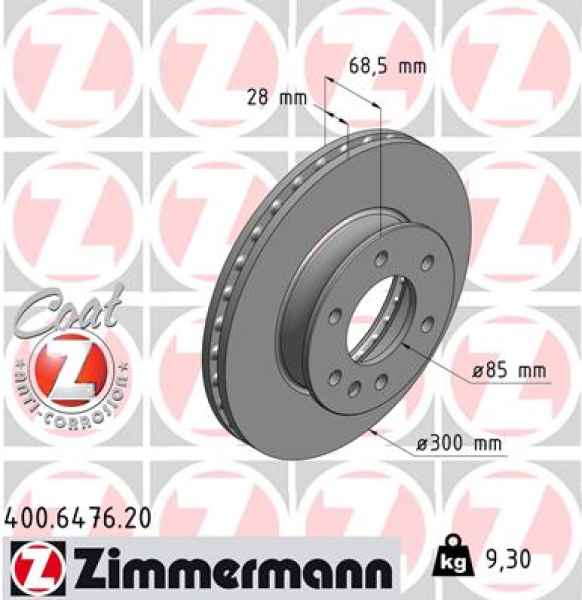 Zimmermann Brake Disc for MERCEDES-BENZ SPRINTER 3,5-t Kasten (906) front