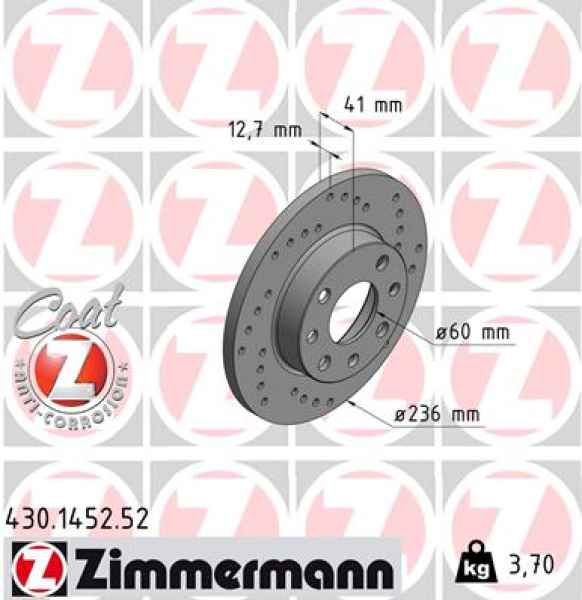Zimmermann Sport Brake Disc for OPEL KADETT D Caravan (35_, 36_, 45_, 46_) front