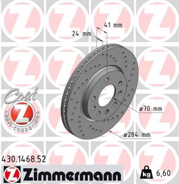 Zimmermann Sport Brake Disc for OPEL VECTRA A CC (J89) front