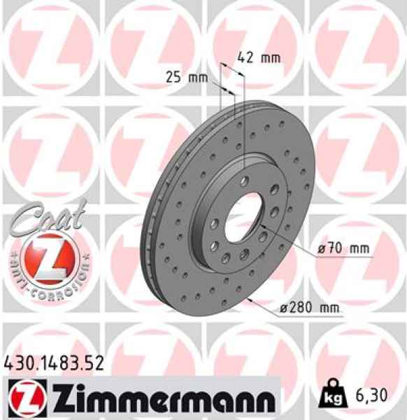 Zimmermann Sport Brake Disc for OPEL ASTRA H TwinTop (A04) front