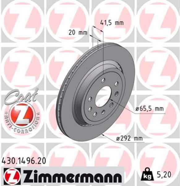 Zimmermann Brake Disc for SAAB 9-3 Cabriolet (YS3F) rear