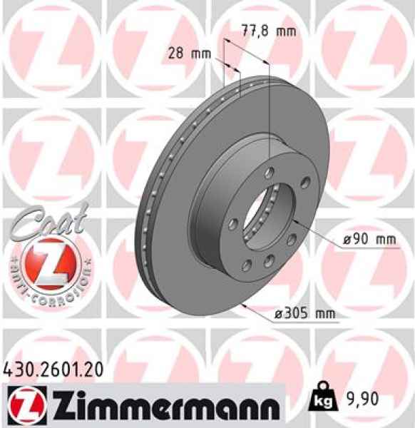 Zimmermann Brake Disc for OPEL MOVANO Kipper (X70) front