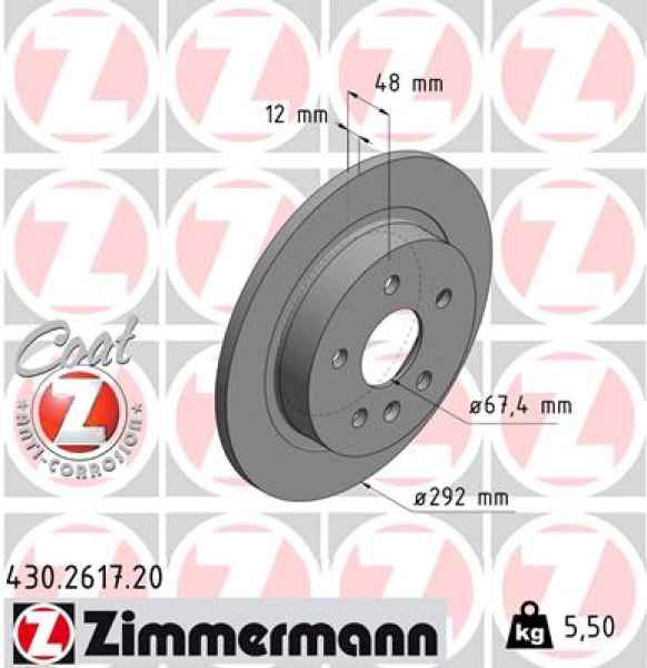 Zimmermann Brake Disc for OPEL INSIGNIA A (G09) rear