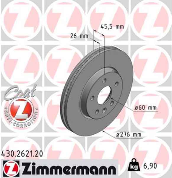 Zimmermann Brake Disc for CHEVROLET CRUZE Schrägheck (J305) front