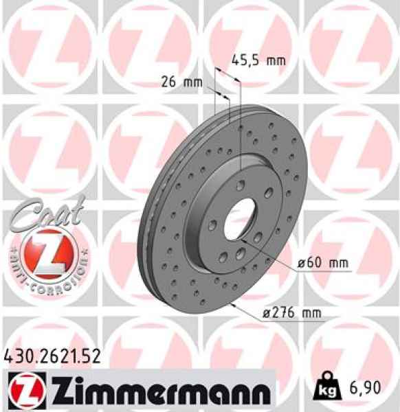 Zimmermann Sport Brake Disc for CHEVROLET CRUZE Schrägheck (J305) front