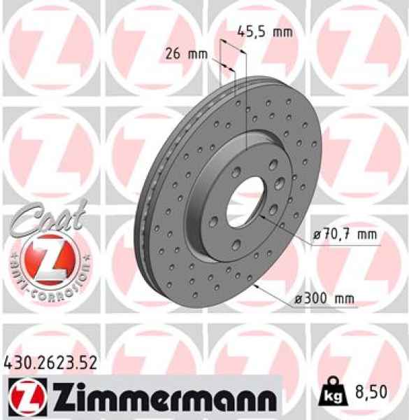 Zimmermann Sport Brake Disc for CHEVROLET CRUZE Station Wagon (J308) front