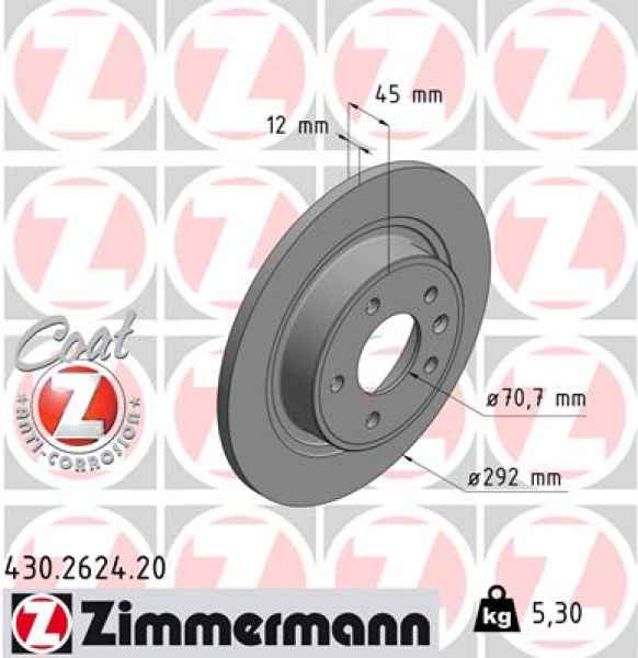 Zimmermann Brake Disc for CHEVROLET ORLANDO (J309) rear