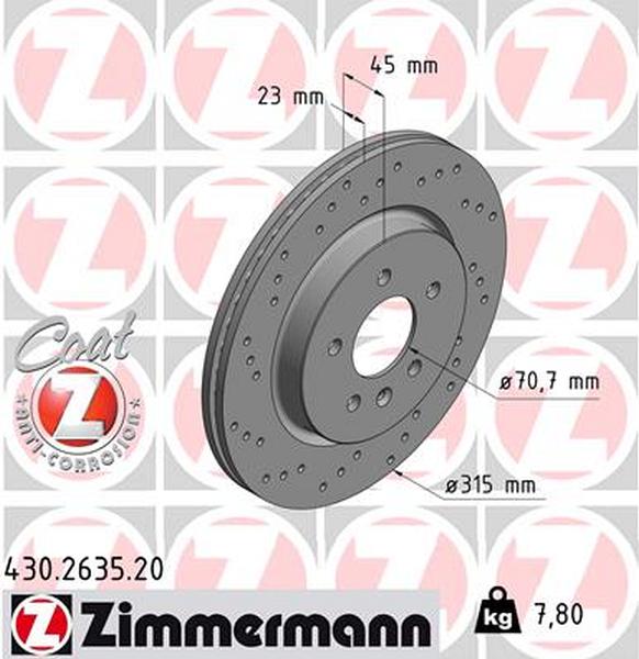 Zimmermann Brake Disc for OPEL ASTRA J GTC rear