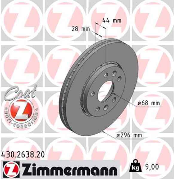 Zimmermann Brake Disc for OPEL VIVARO B Pritsche/Fahrgestell (X82) front