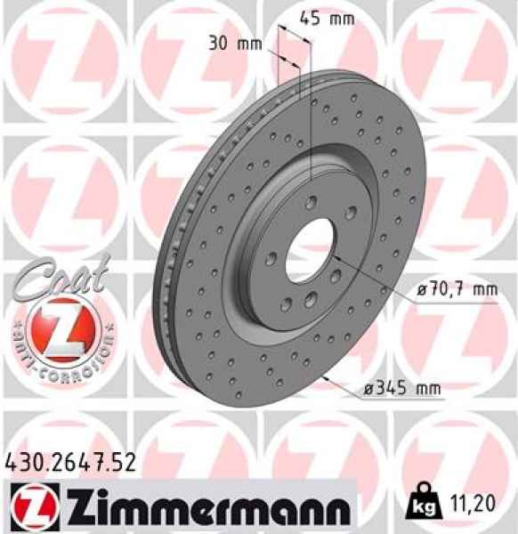 Zimmermann Sport Brake Disc for OPEL INSIGNIA B Country Tourer (Z18) front