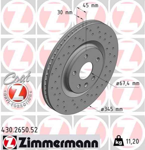 Zimmermann Sport Brake Disc for OPEL INSIGNIA B Grand Sport (Z18) front