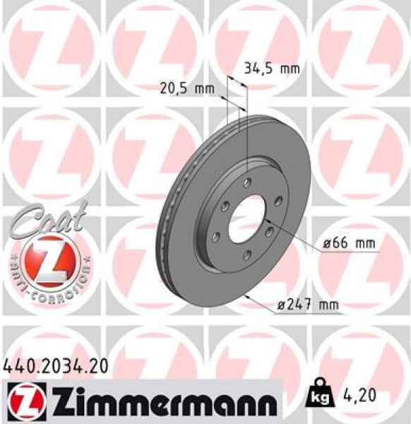 Zimmermann Brake Disc for PEUGEOT 306 Break (7E, N3, N5) front
