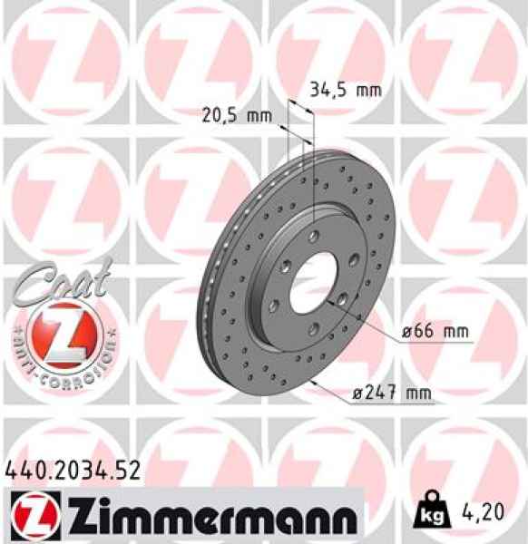 Zimmermann Sport Brake Disc for PEUGEOT 205 II (20A/C) front