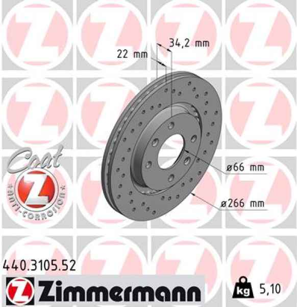 Zimmermann Sport Brake Disc for CITROËN BERLINGO / BERLINGO FIRST Kasten (M_) front