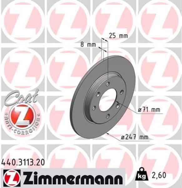 Zimmermann Brake Disc for PEUGEOT 306 (7B, N3, N5) rear