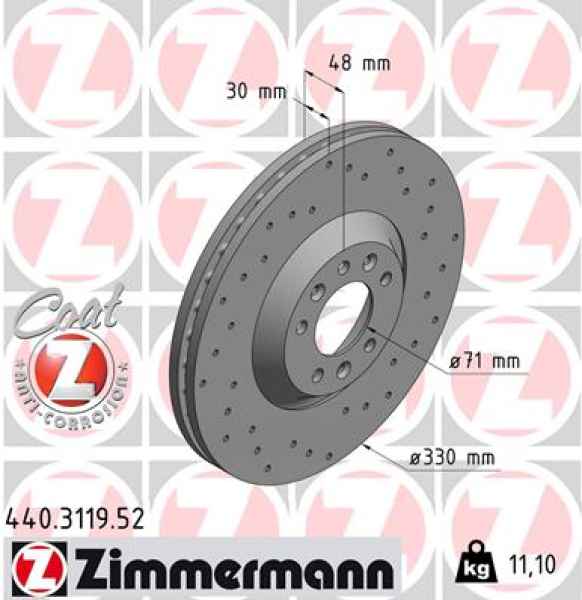 Zimmermann Sport Brake Disc for CITROËN C5 III (RD_) front