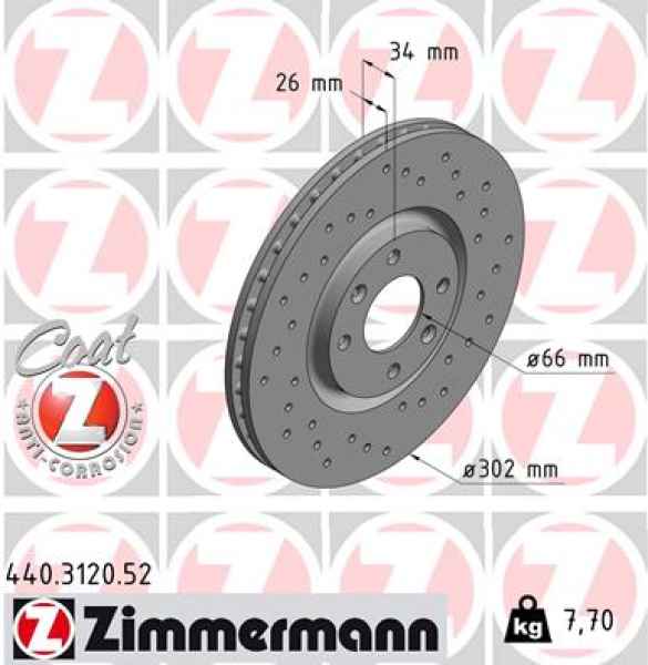 Zimmermann Sport Brake Disc for PEUGEOT 5008 (0U_, 0E_) front