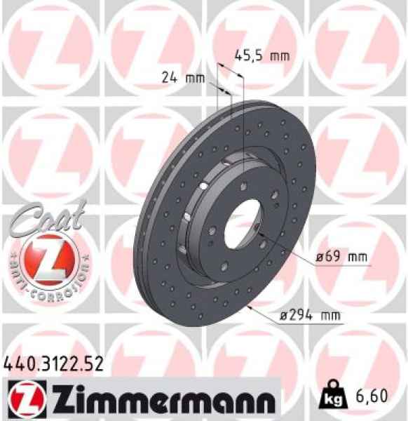 Zimmermann Sport Brake Disc for MITSUBISHI LANCER VIII (CY_A, CZ_A) front