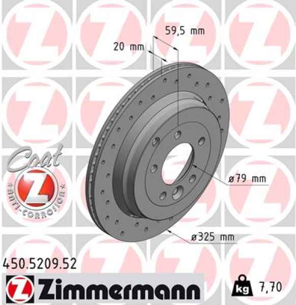 Zimmermann Sportbremsscheibe Sport Z für LAND ROVER DISCOVERY III (L319) hinten