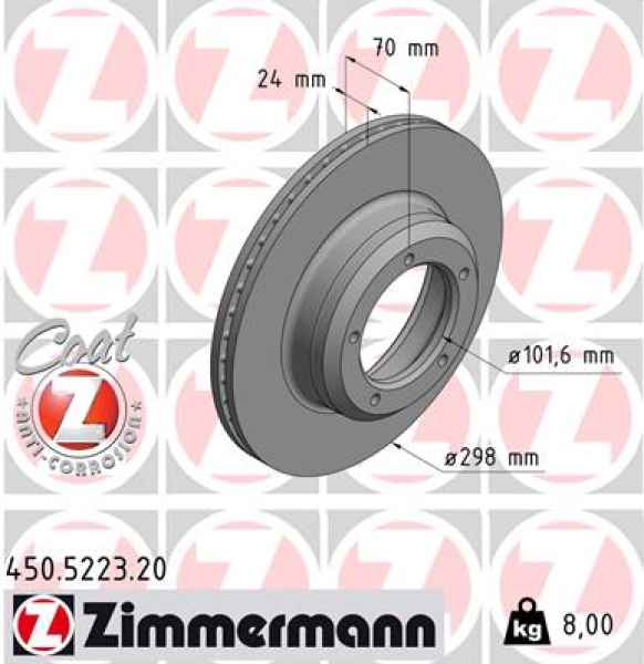 Zimmermann Brake Disc for LAND ROVER DEFENDER Pritsche/Fahrgestell (L316) front