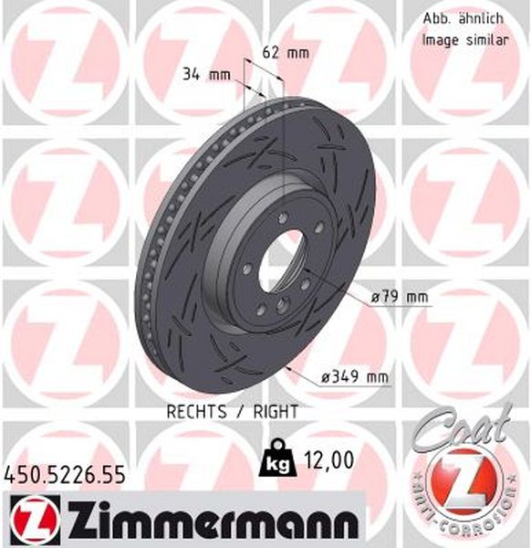 Zimmermann Sportbremsscheibe Black Z für LAND ROVER DISCOVERY V (L462) vorne rechts