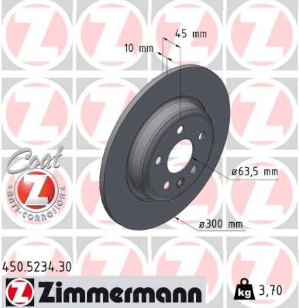 Zimmermann Brake Disc for LAND ROVER DISCOVERY SPORT (L550) rear