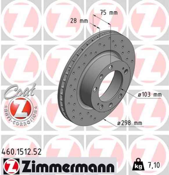 Zimmermann Sport Brake Disc for PORSCHE 944 Cabriolet front