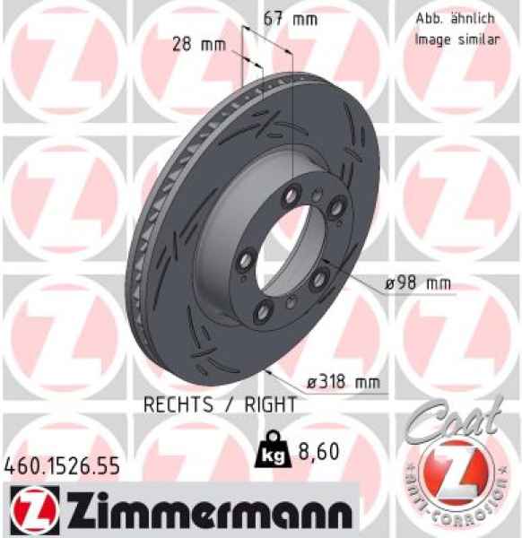 Zimmermann Sport Brake Disc for PORSCHE 911 Cabriolet (996) front right