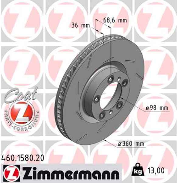 Zimmermann Bremsscheibe für PORSCHE PANAMERA (970) vorne links