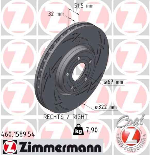 Zimmermann Sportbremsscheibe Black Z für PORSCHE BOXSTER (981) vorne links