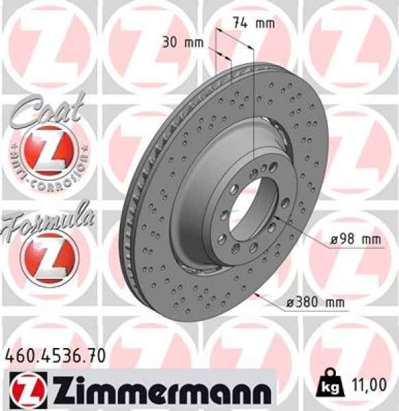 Zimmermann Brake Disc for PORSCHE CAYMAN (981) rear left