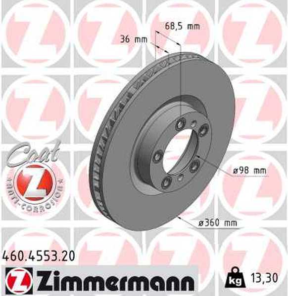 Zimmermann Bremsscheibe für PORSCHE TAYCAN (Y1A, Y1B) vorne links