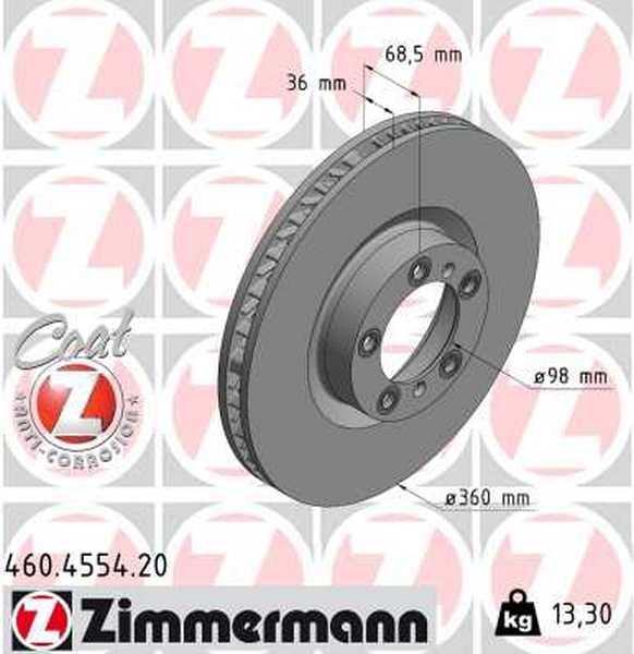 Zimmermann Bremsscheibe für AUDI E-TRON GT Stufenheck (F83) vorne rechts