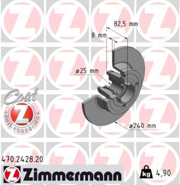 Zimmermann Bremsscheibe für RENAULT CLIO III Kasten/Schrägheck (SB_, SR_) hinten