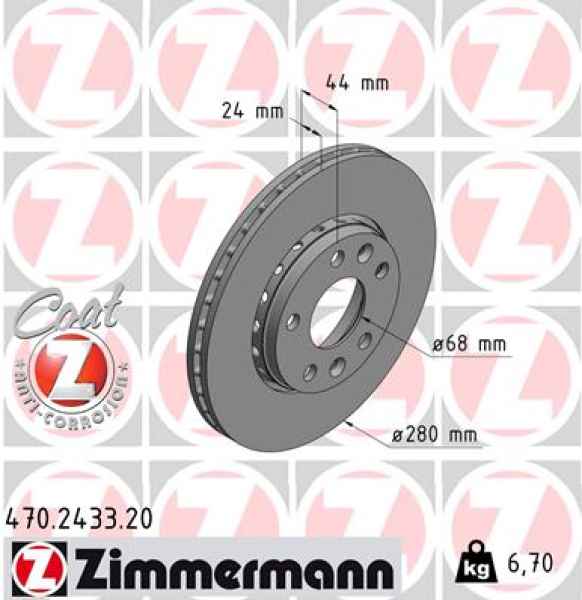 Zimmermann Brake Disc for RENAULT LAGUNA III Grandtour (KT0/1) front