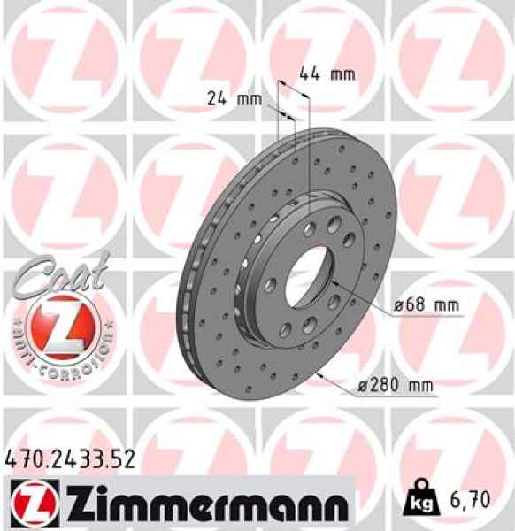 Zimmermann Sport Brake Disc for RENAULT LAGUNA III (BT0/1) front