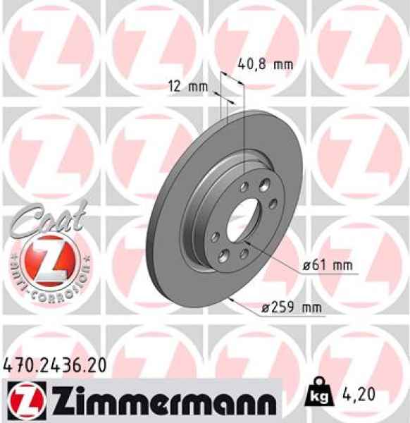 Zimmermann Brake Disc for RENAULT LOGAN I Kombi (KS_) front