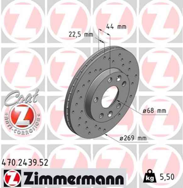Zimmermann Sport Brake Disc for DACIA DUSTER front