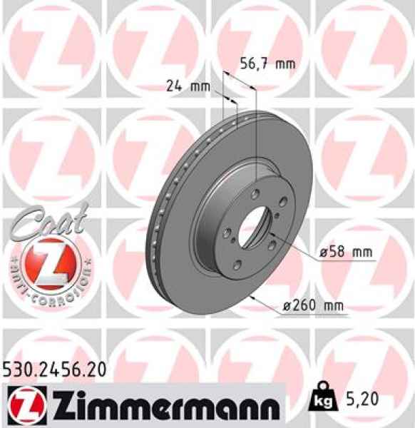 Zimmermann Brake Disc for SUBARU LEGACY II (BD) front