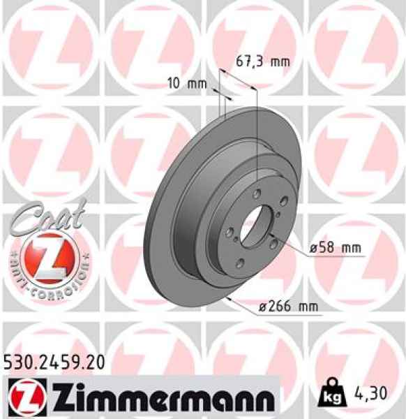 Zimmermann Brake Disc for SUBARU IMPREZA Stufenheck (GD) rear