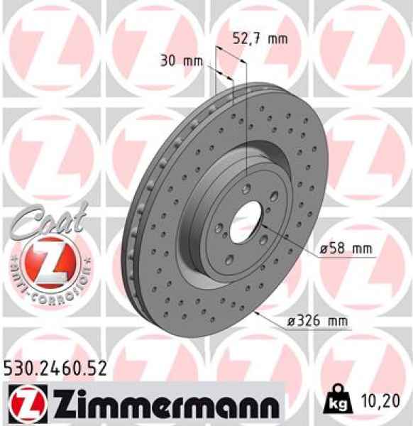 Zimmermann Sportbremsscheibe Sport Z für SUBARU IMPREZA Stufenheck (GD) vorne