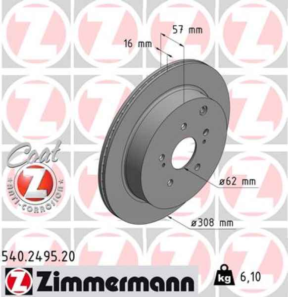 Zimmermann Brake Disc for SUZUKI GRAND VITARA II (JT, TE, TD) rear