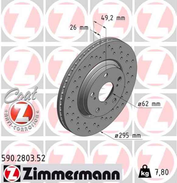 Zimmermann Sport Brake Disc for TOYOTA AURIS (_E15_) front