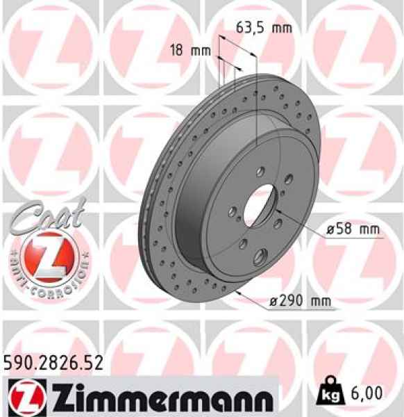 Zimmermann Sportbremsscheibe Sport Z für SUBARU OUTBACK (BR) hinten