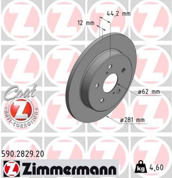 Zimmermann Bremsscheibe für TOYOTA C-HR (_X1_) hinten