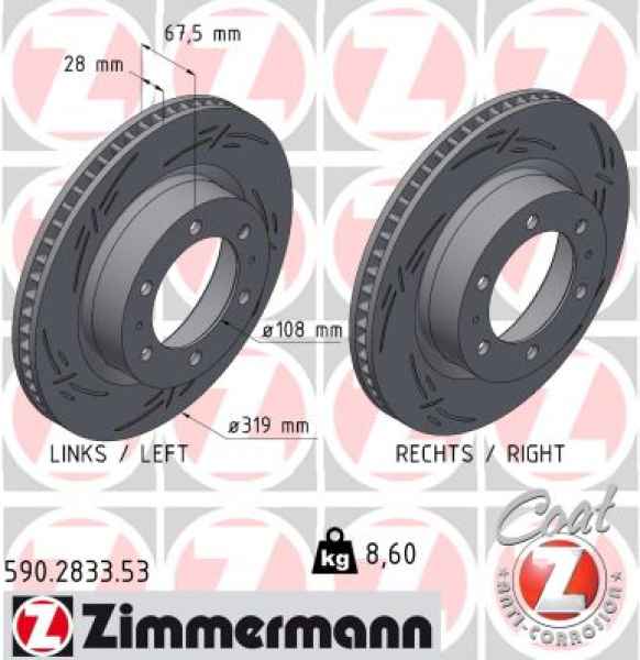 Zimmermann Sport Brake Disc for TOYOTA HILUX VII Pick-up (_N1_, _N2_, _N3_) front