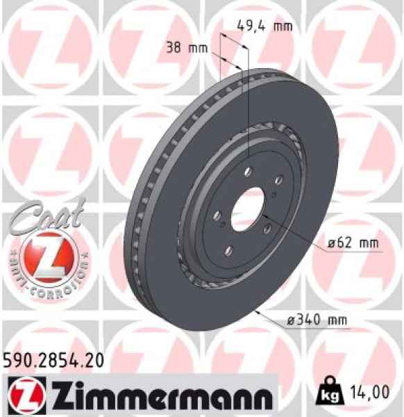 Zimmermann Brake Disc for TOYOTA HIGHLANDER (GSU7_, AXUH7_, TXUA7_) front