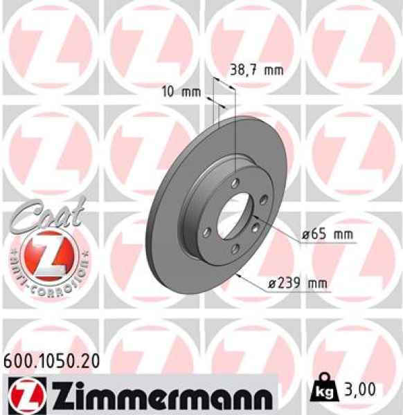 Zimmermann Brake Disc for VW POLO Coupe (86C, 80) front