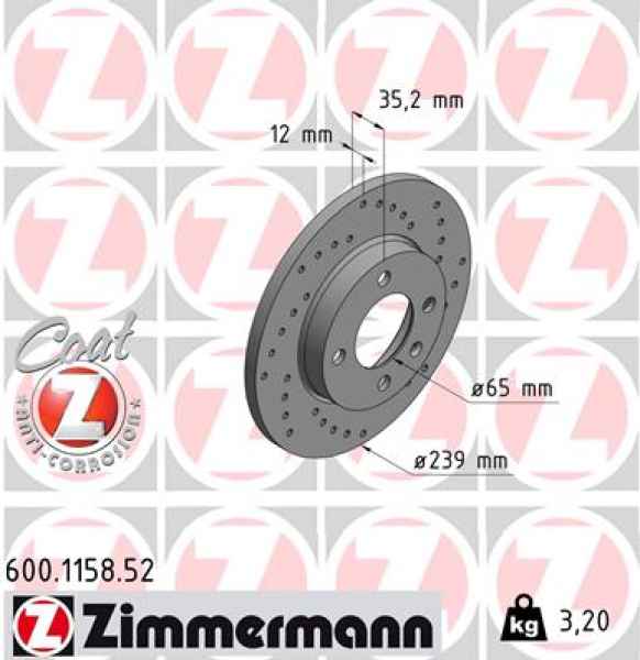 Zimmermann Sport Brake Disc for SEAT TOLEDO I (1L) front