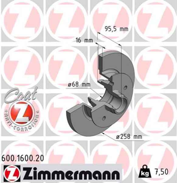 Zimmermann Bremsscheibe für VW TRANSPORTER T3 Bus vorne